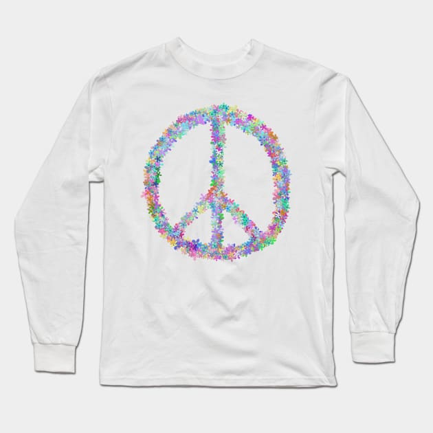 Peace Flower Power Sign Long Sleeve T-Shirt by Art by Deborah Camp